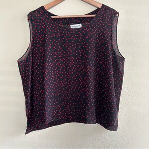 Vintage Top Season Black Red Geometric Sleeveless Shear Blouse XL Y2K Retro